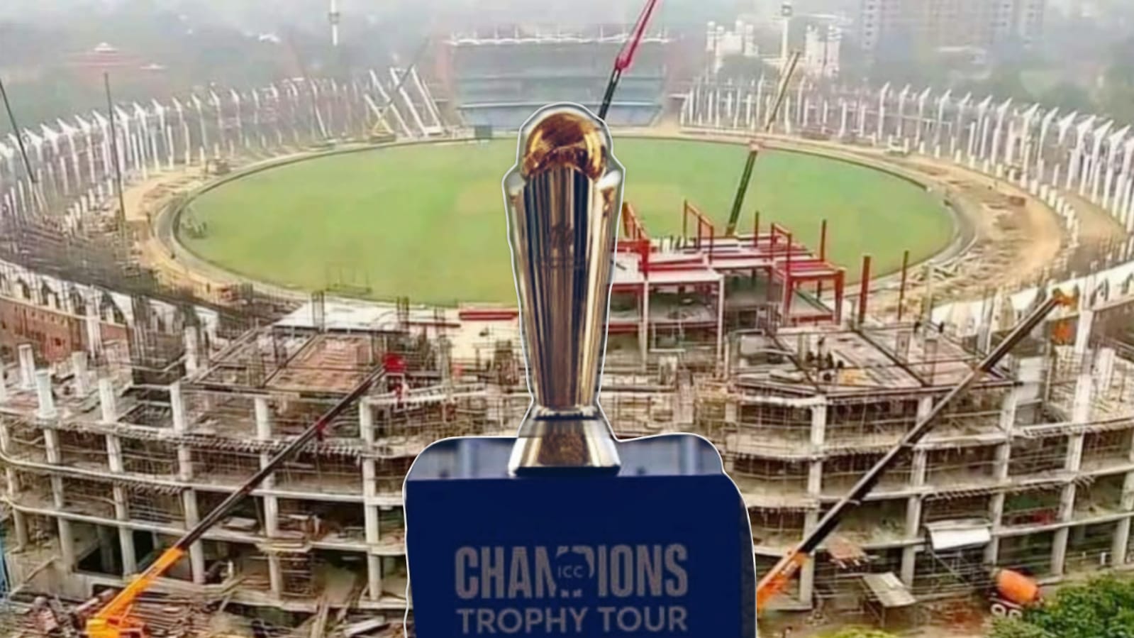 Icc is in trouble with the champions trophy 2025 due to the construction work going on in pakistan's 3 stadiums