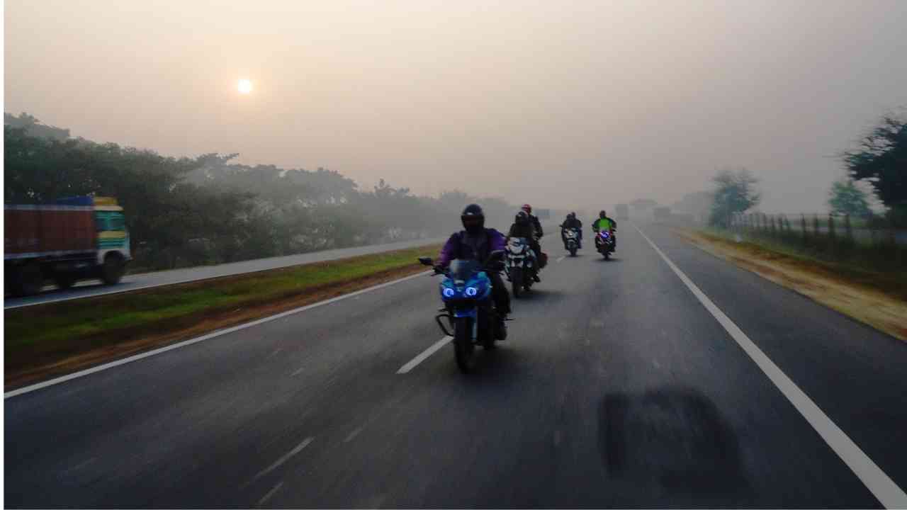 motorcycle ride in winter season