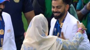 Virat Kohli Touches an old woman's feet after winning the Champions Trophy 2025