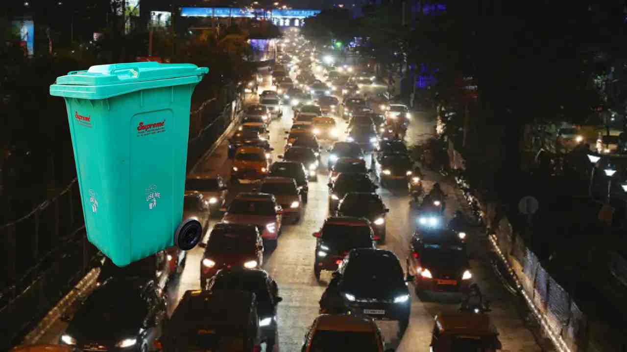 dustbin in car