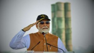 Narendra Modi delivers speech in front of S 400 Air Defense in Adampur