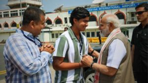 Vaibhav Suryavanshi meets Prime Minister Narendra Modi at Patna airport