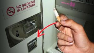 Why are ashtrays kept in airplane bathrooms