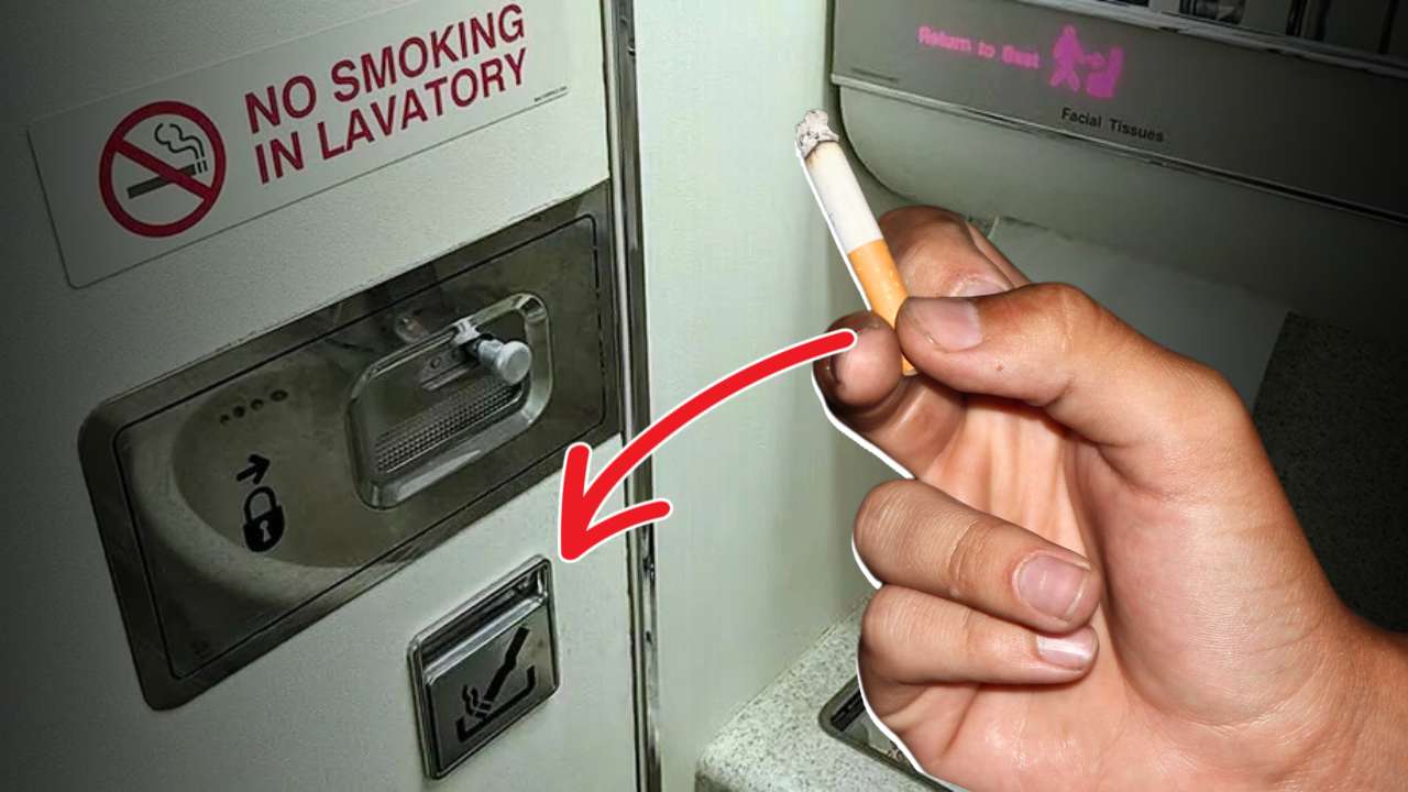 Why are ashtrays kept in airplane bathrooms