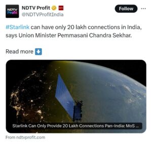 Central minister On Starlink In India service and all