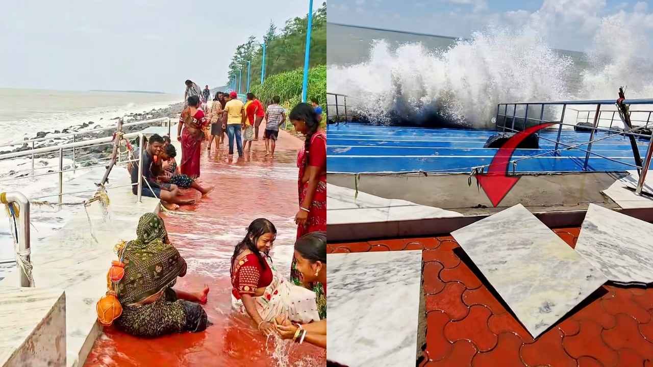 Viral video of Digha Jagannath Ghat being destroyed by waves