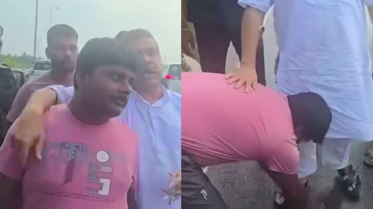 Viral video civic volunteer apologizing for holding Suvendu Adhikari's leg