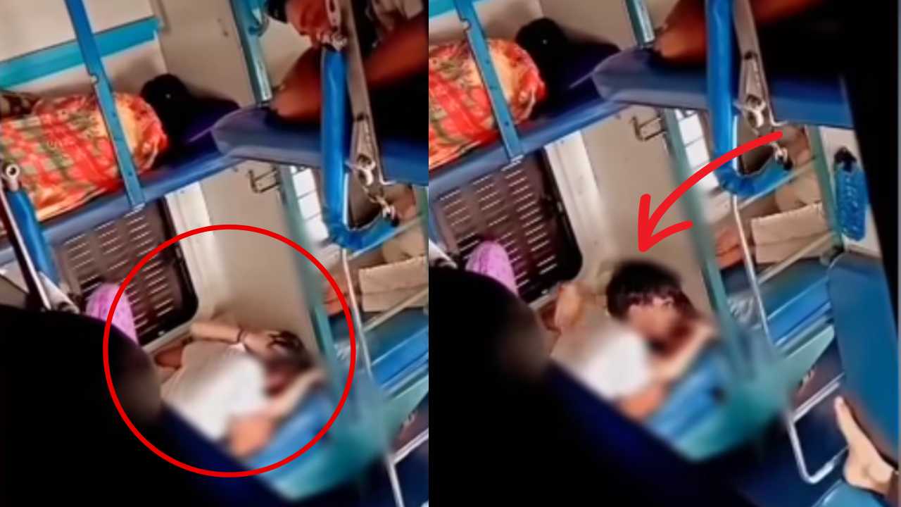 Viral video of a couple in train