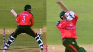 Taskin Ahmed Out despite hitting six during Bangladesh Vs West Indies match