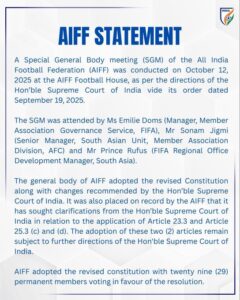 AIFF Passes New Constitution 