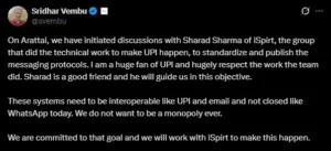 Arattai WhatsApp Integration