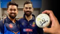 Virat Kohli In Vijay Hazare Vishal Jaiswal gets a signed match ball from Kohli