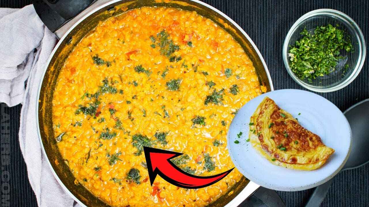 Masoor Dal With Egg Omelette