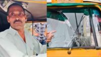 Delhi Protestors Smash Auto Windshield