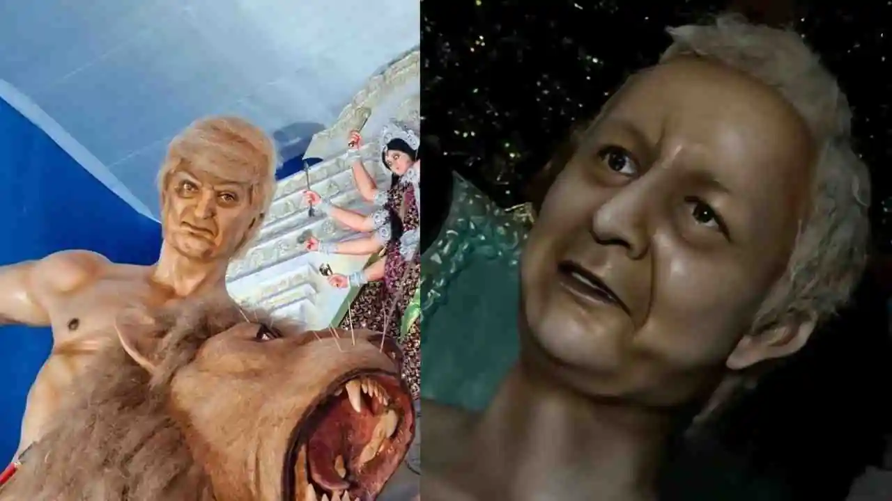 trump and Yunus as asur durga puja 2025